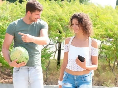 Mamada, Morena, Pajear, Besar, Lamidas, Al aire libre, Adolescente, Tetas