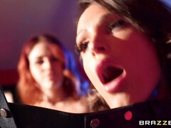 Lesbian redhead chick fucks her girlfriend with a strapon dildo