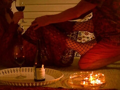 Romantic Candle Date with Curly Redhead mom