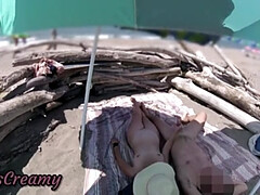 Enthousiasteling, Strand, Gevangen, Lul, Flashing, Hd, Italiaans, Vrouw