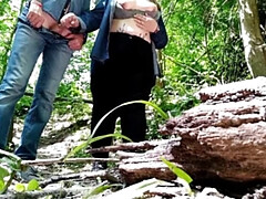 First Time Cumming in Nature with MILF Mom - Big Ass BBW Handjob Outdoor