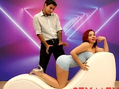 Grosser arsch, Grosse titten, Blasen, Hundestellung, Milf, Rotschopf, Kurzes haar, Titten