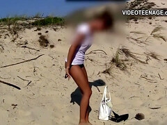 Brunette Naked At Beach