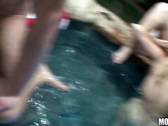 Four On The Fourth Pool Sex Party