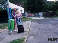 HUNT4K. After shower blond hair babe with blindfold gets nailed