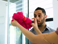 Schwarz, Blasen, Braunhaarige, Auto, Spermaladung, Würgen, Lecken, Muschi