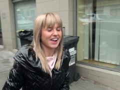 Real public pickedup babe gives wankjob