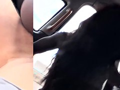 huge tits brunette tranny masturbates her dick on the bed