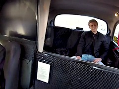 Taxi driver teen in pantyhose fucked by client in her cab