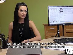 Young Czech teen in interview with agent for cash