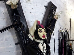 Lady Blackdiamond and her other slave are playing with a man