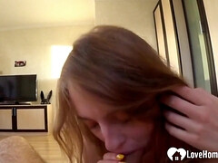 Enthousiasteling, Blond, Pijpbeurt, Schattig, Huisgemaakt, Gezichtspunt, Tiener