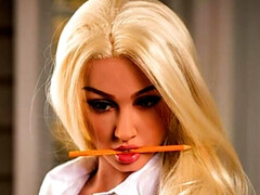 Anal, Blonde, Lunettes, Nue, Bureau, Uniforme