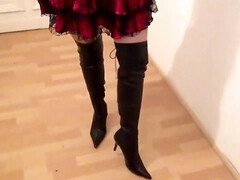 burlesque babe with thigh boots and gloves