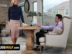 Home Working Husband Drills His Curvy Wife Sarah Taylor While In A Meeting With Boss - Hd reality scene with handjob