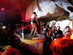 Slim brunette gives her best sexy dance for a dance competi