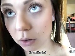 Cash-hungry teen brunette gets her tight pussy drilled for cash in POV reality video