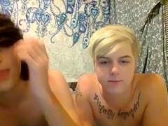 Two gay hot twinks jerking off together