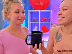 Lesbian sucking my pink boobs