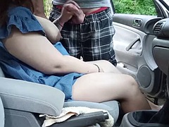 Dogging wife cheats on her husband and sucks a strangers big cock