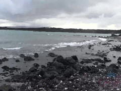 Amateur, Playa, Despelote, Novia, Al aire libre, Pov, Voyeur, Mojado