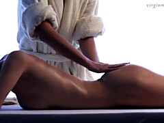 Virgin Massage featuring Vika's big tits massage dirt