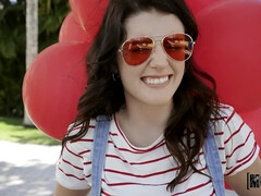 アメリカ人, ベッドルーム, ブロンド, 茶髪の, チン, なめる, アウトドア, 三人