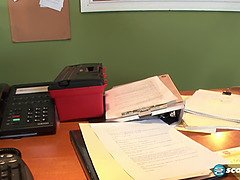 デカパイ, フェラチオ, イく瞬間, 手コキする, ヒール, 自然山雀, オフィス, 赤毛