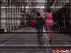 フェラチオ, 茶髪の, バック, ヨーロピアン, 女 人男 人, 娼婦, ストッキング, 三人