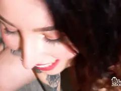 Green eyes and Hairy Pussy! she sucks me and i jack her in a messy homemade video!  benefit monkey