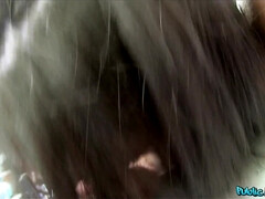 Amateur, Mamada, Novio, Coche, Engañando, Al aire libre, Público, Coño