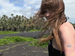 Leie, Strand, Papi, Fingern, Flashen, Orgasmus, Zierlich, Öffentlich