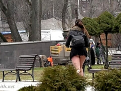 デカ尻, ブーツ, エロティック, 露出狂, ヒール, パンティ, 公共, スカートのぞき