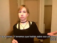 Deudora desempleada Alice Klay tiene que tomar la polla del hombre en el coño