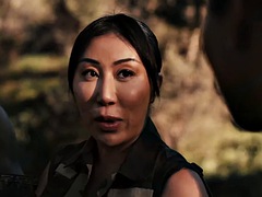 美女, デカパイ, フェラチオ, 指いじり, 毛深い, 三人
