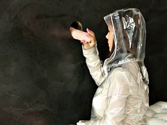 Bukakke schoolgirl masturbating at gloryhole