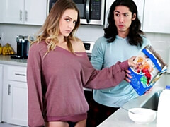 デカ尻, デカチン, ブロンド, フェラチオ, バック, キッチン, ティーン, オッパイの