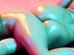 Sporthalle, Küssen, Lesbisch, Lecken, Öl, Muschi