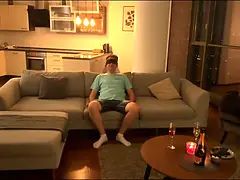 Surprise for husband, wife brings a sexy blonde for him to fuck