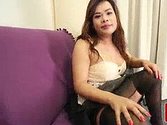 Leie, Asiatisch, Lingerie, Masturbation, Realität, Transfrau, Solo, Strümpfe