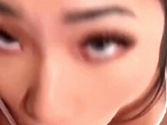 Enthousiasteling, Aziatisch, Pijpbeurt, Bruinharig, Diep in de keel, Hd, Interraciaal, Gezichtspunt