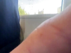 Amateur MILF Gives Handjob and Cumshot on Train - Accidental Public Sex