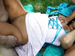 Amateur, Verga grande, Morena, Grupo, Alemán, Orgía, Al aire libre, Público