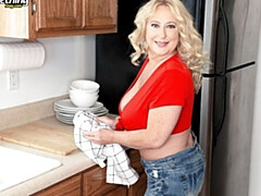 素人, デカ尻, デカパイ, ブロンド, オナニー, 熟年, 一人, ストリッピング