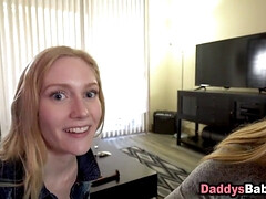 Stepdad pays and his teen friend joins for a dirty threesome to get a blowjob