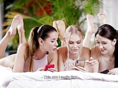 69, グループ, キス, レズビアン, なめる, オージー, 剃毛, ティーン