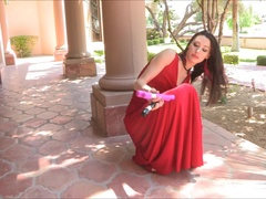 Double pénétration, Robe, Talons, Masturbation, Orgasme, Solo, Gicler, Jouets