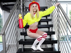 チン, 指いじり, 足フェチ, なめる, 小柄, 赤毛, ティーン, オッパイの