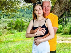 Hard doggy style fuck with an old man and a young girl Maya Sinn