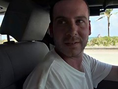 美女, 車, フェラする